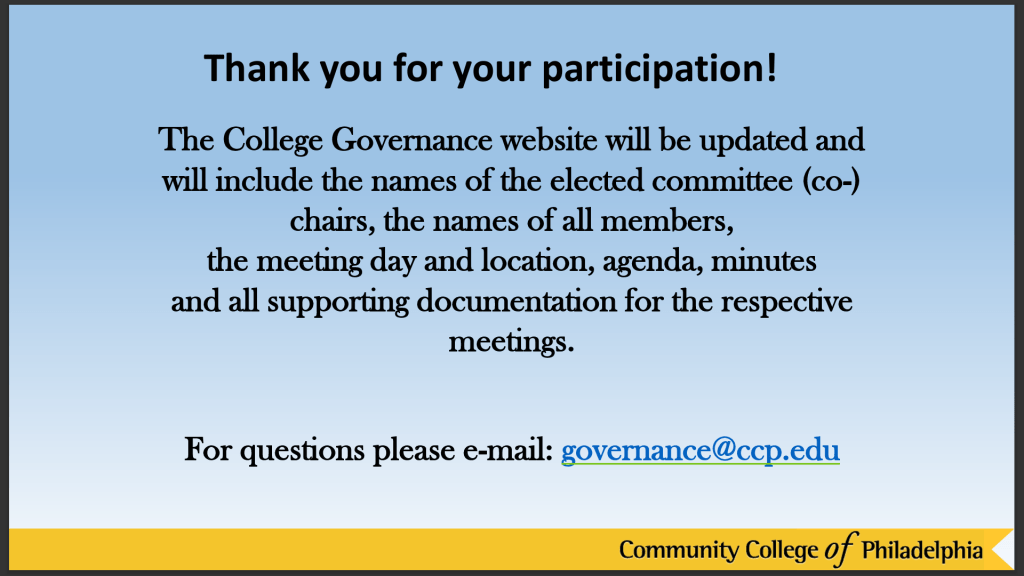 Student Representation: Updates from CCP’s Standing Committees